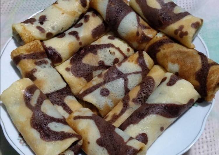 Resep Dadar Gulung mini vla coklat Anti Gagal