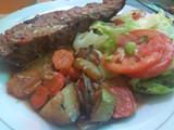 Pecho de res al horno con vegetales