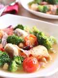 Colorful Cod Fillets Sauteed and Steamed with Consommé and Butter