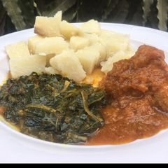 A picture of Yam, stew and veg stew.
