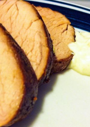 A picture of Marinated Pork Tenderloin w/Horseradish Sauce.