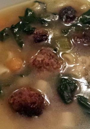 A picture of Italian Wedding Soup.
