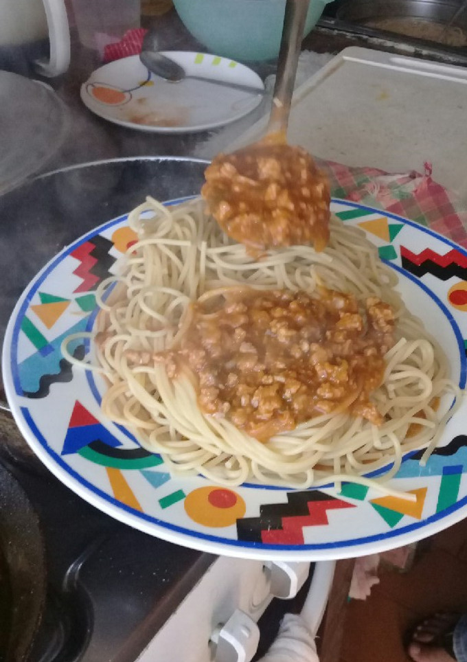 Una foto de Pasta con salsa de carne
