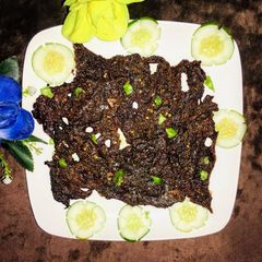 A picture of Kilishi(Nigerian beef jerky).