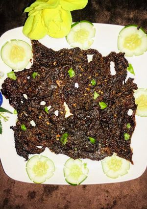 A picture of Kilishi(Nigerian beef jerky).