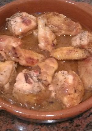 A picture of My mom's chicken&beer.