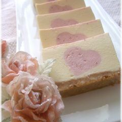 A picture of Strawberry Heart No-Bake Cheesecake.