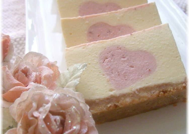 Recipe of Award-winning Strawberry Heart No-Bake Cheesecake