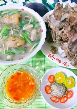 Hình của món Cháo xương bò,chân bò đậu xanh và hạt sen.