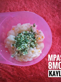 Foto resep MPasi 8mo+ Nasi Tim Kentang+wortel, Oseng kangkung+Udang