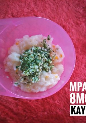 Foto resep MPasi 8mo+ Nasi Tim Kentang+wortel, Oseng kangkung+Udang