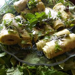 A picture of Pudina khandvi.