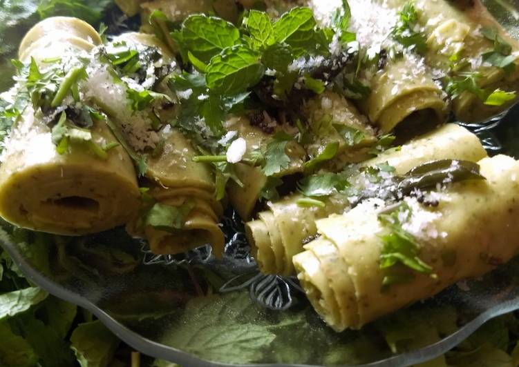 Steps to Make Award-winning Pudina khandvi