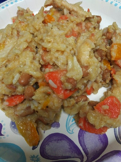A picture of Maize Porridge and Pork Stew.
