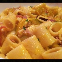 AMIEs PASTA with SQUASH & BACON A picture of AMIEs PASTA with SQUASH & BACON.