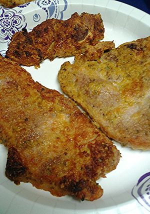 A picture of Parmesan pork chops.