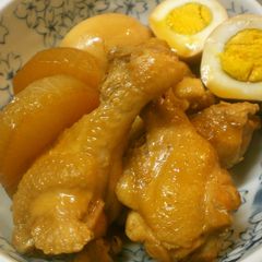 A picture of Simple Simmered Chicken Drumsticks, Daikon Radish & Eggs.
