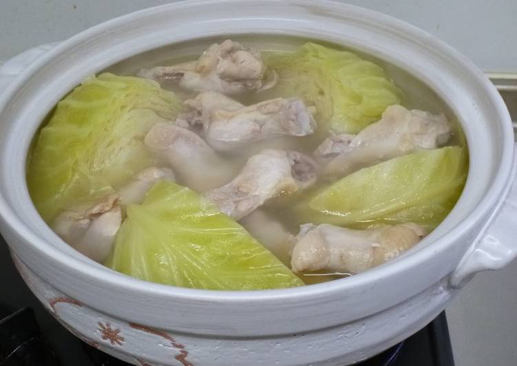 Recipe of Super Quick Homemade Pot Cabbage and Chicken Wing Tips Soup
