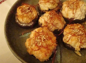 A picture of Ground Chicken Stuffed Shiitake Mushrooms.