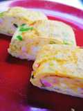 Bento-Style Tamagoyaki with Green Onions and Fish Cake