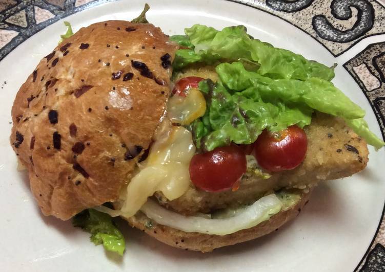 Simple Way to Prepare Quick Chicken Schnitzel On Roll With Basil Aioli (mayo)