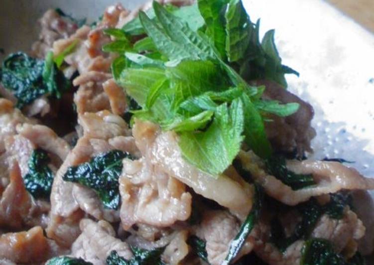 Pork and Shiso Leaves Stir-Fried with Butter and Soy Sauce