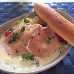 A picture of Easy in One Pan Cured Ham Soup Pasta.