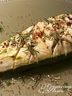 Una foto de Calabacín al horno, con mantequilla y hiebas aromaticas