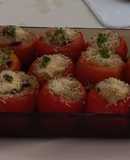 Tomates rellenos con risotto de champiñones