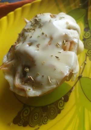 A picture of Noodles stuffed Potato.