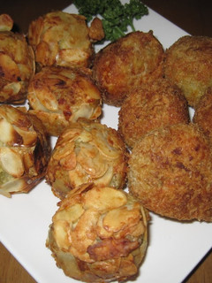 A picture of Sweet Potato Croquettes with Cheese and Bacon.