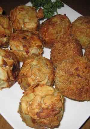 A picture of Sweet Potato Croquettes with Cheese and Bacon.