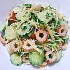 A picture of Chikuwa and Daikon Sprouts Tossed in Mayo-Miso Dressing.