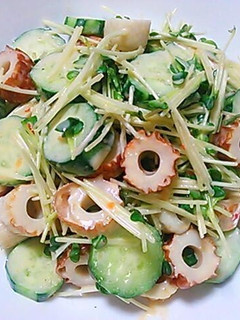A picture of Chikuwa and Daikon Sprouts Tossed in Mayo-Miso Dressing.
