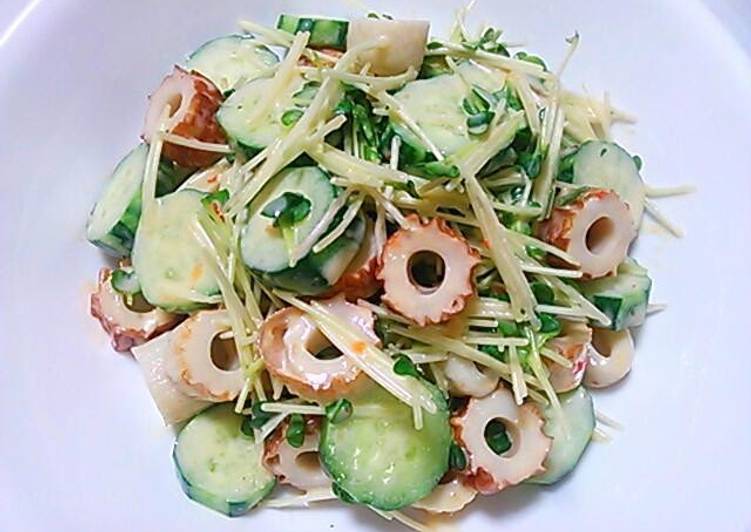Chikuwa and Daikon Sprouts Tossed in Mayo-Miso Dressing
