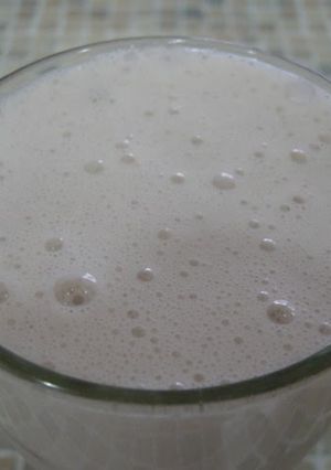 A picture of Banana Soy Milk Smoothie without a Mixer.