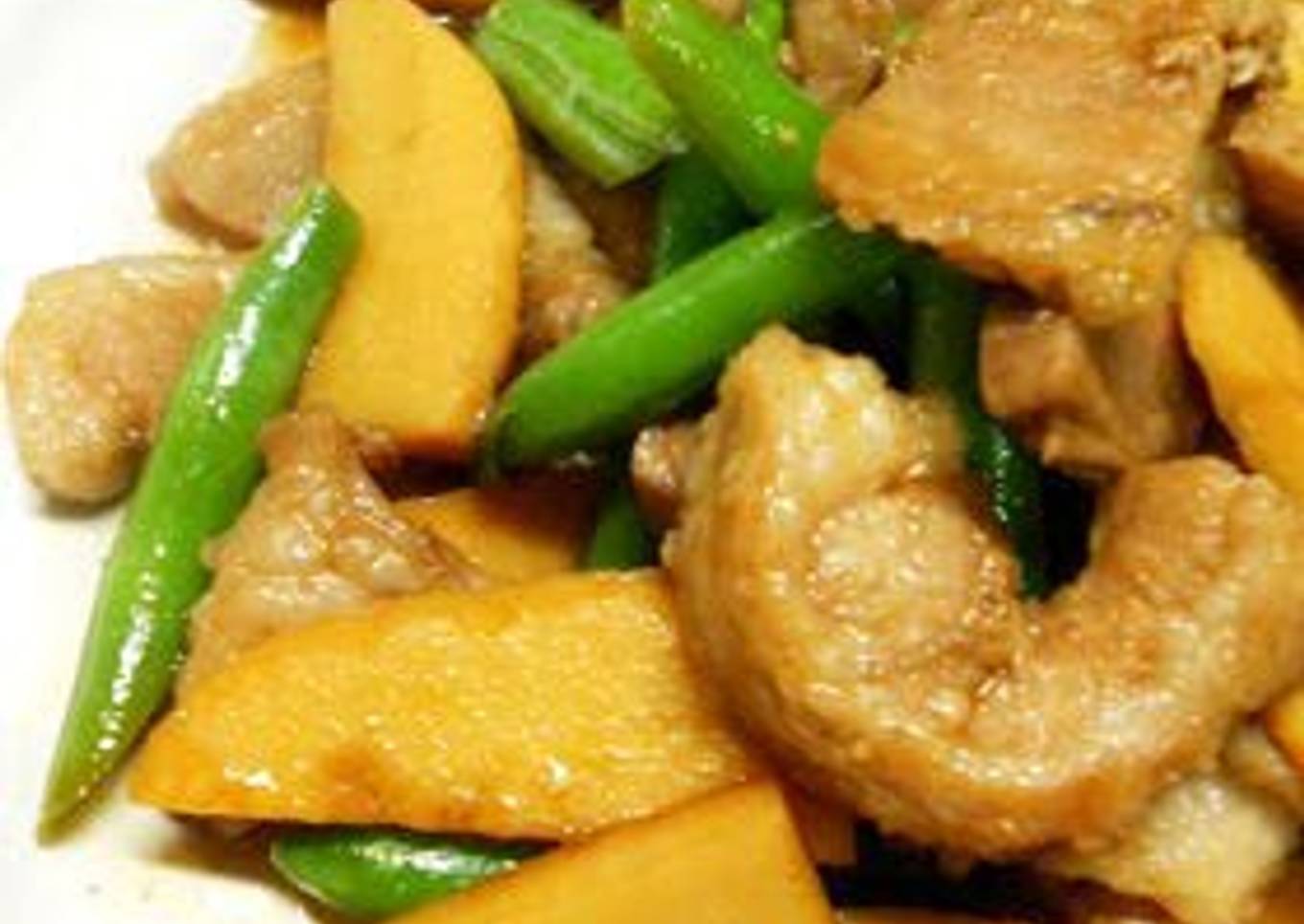 Stir-Fried and Simmered Pork Belly and Bamboo Shoot