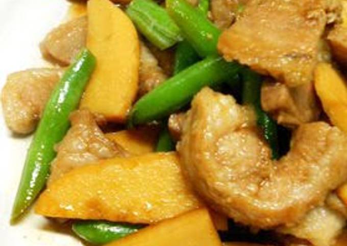 Recipe of Quick Stir-Fried and Simmered Pork Belly and Bamboo Shoot