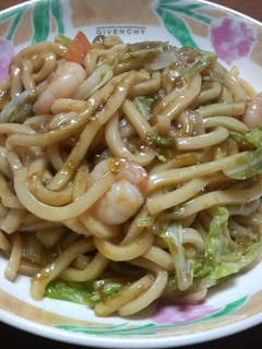 A picture of Stir-Fried Udon in 10 min with Simmered Nori Seaweed.