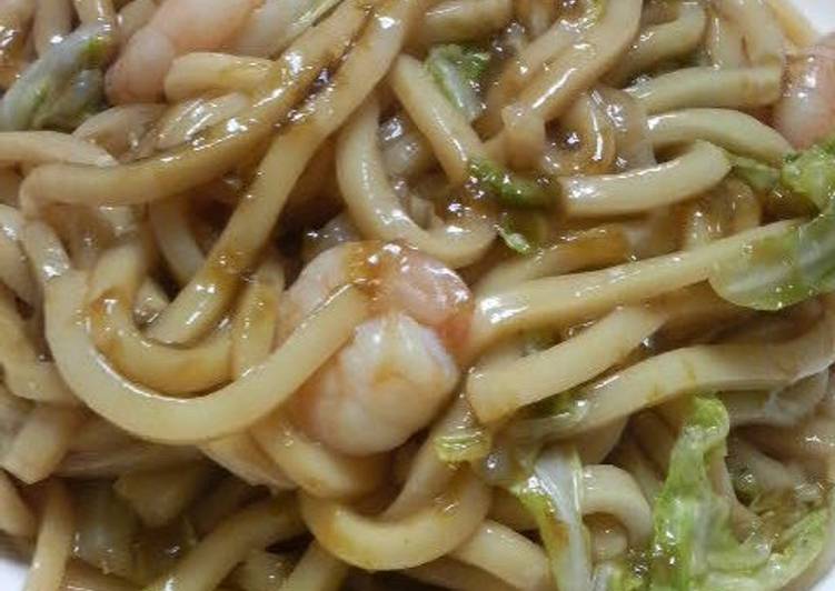 Recipe of Homemade Stir-Fried Udon in 10 min with Simmered Nori Seaweed