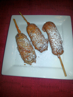 A picture of Deep fried snickers bars.