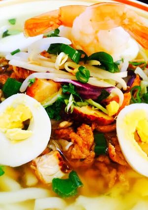 A picture of Chicken & Shrimp Quicky Udon Soup.
