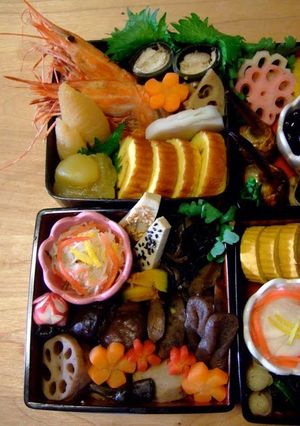 A picture of Osechi You Can Make On December 30th - Red and White Lotus Root.
