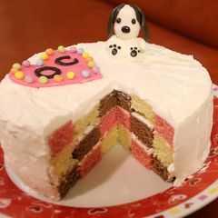 Easy Color-Cubed Cake with Pancake Mix A picture of Easy Color-Cubed Cake with Pancake Mix.