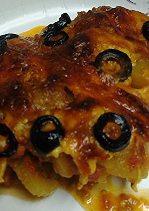 A picture of Eggplant chicken casserole.