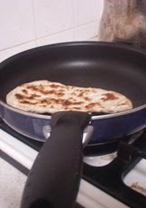 A picture of Naturally Leavened Naan made in a Frying Pan.