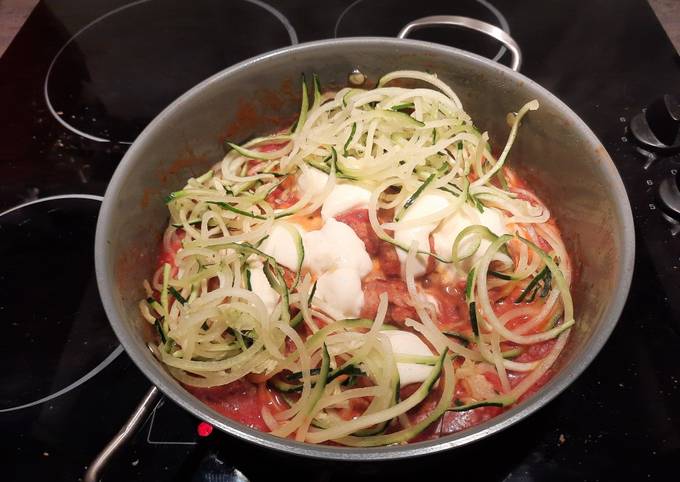 Steps to Make Speedy Zucchini noodles with cheesy meatballs