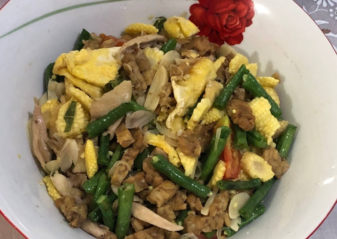 Tumis Kacang Panjang - Baby Corn - Tempe - Special Pakai Telor