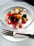 Watermelon, Peach, Tomato, and Feta Cheese Salad