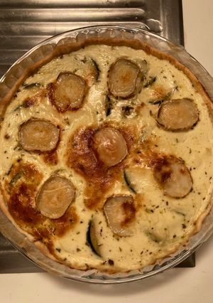 Une photo de Quiche gourmande chèvre-courgettes